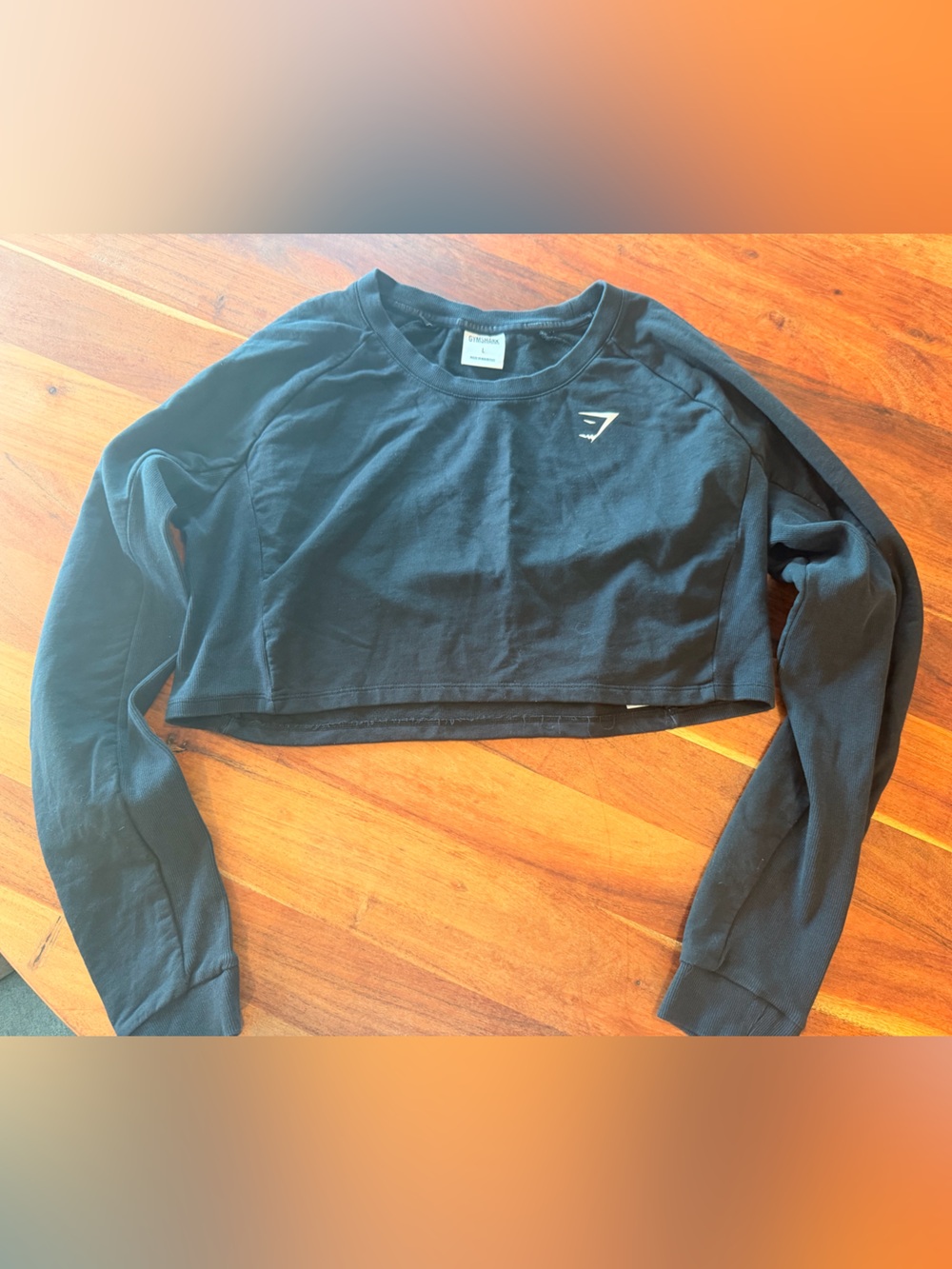Gymshark Black Cropped Sweatshirt with Small White Logo